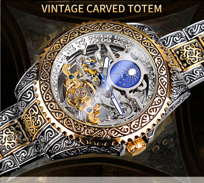 Forsining Skeleton Carved Tourbillon Mechanical Watches Luxury Men's Wristwatch - GM Traders