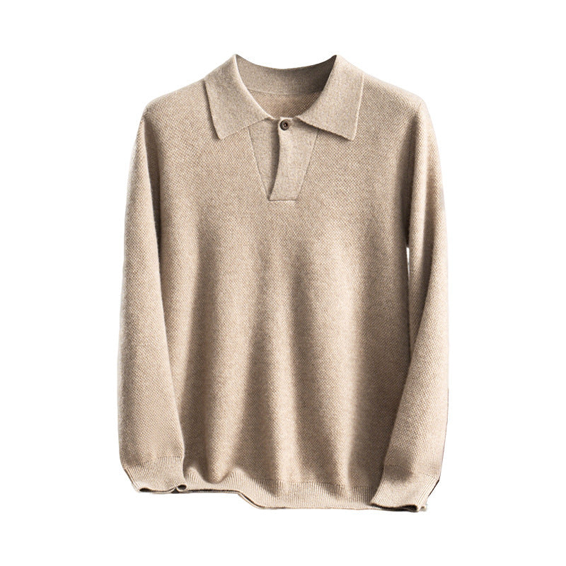 Men’s Lapel Collar Loose Knit Sweater – Casual Winter Fashion Pullover