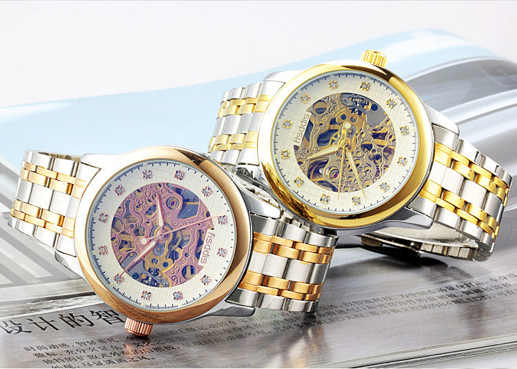 New Foreign Trade Luminous Mechanical Watches, Automatic Hollowing, Men's Fashion Trend, Steel Machinery Watches - GM Traders