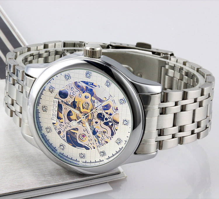 New Foreign Trade Luminous Mechanical Watches, Automatic Hollowing, Men's Fashion Trend, Steel Machinery Watches - GM Traders