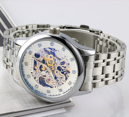 New Foreign Trade Luminous Mechanical Watches, Automatic Hollowing, Men's Fashion Trend, Steel Machinery Watches - GM Traders