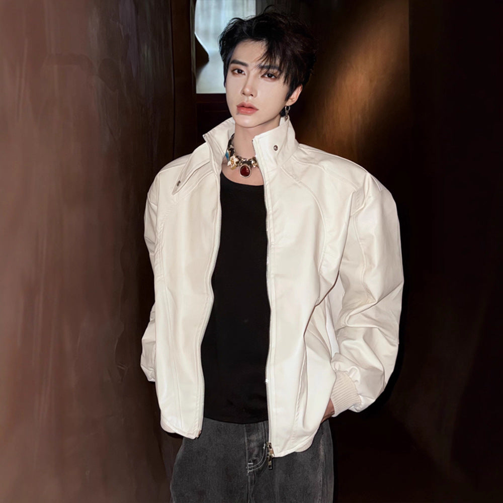 Men’s Stylish Casual Short Leather Jacket | Slim Fit Synthetic Leather Autumn Coat |Winter