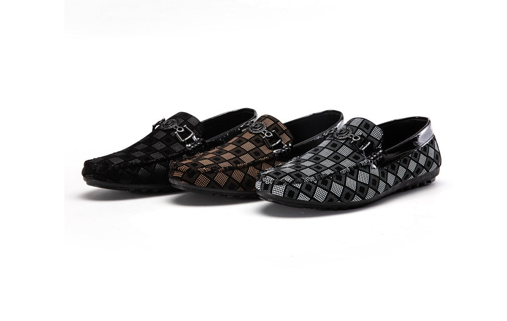 Louis Vuitton black and brown checkered loafers from Lazy Man Plaid Shoes at Gleam Manor