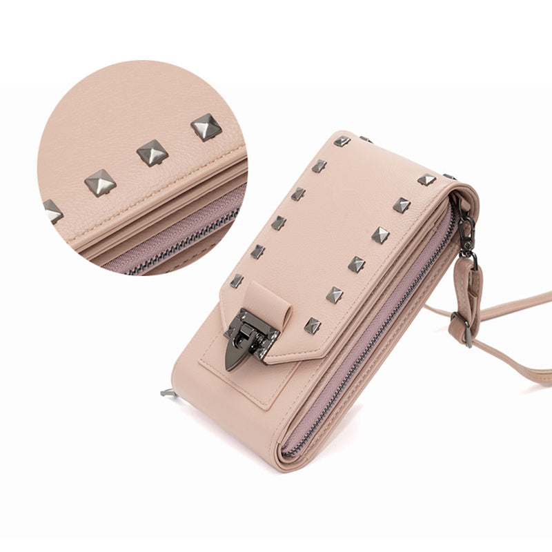 Rivet Design Shoulder Bags Mobile Phone Handbag Solid Color Crossbody Bags Women - GM Traders