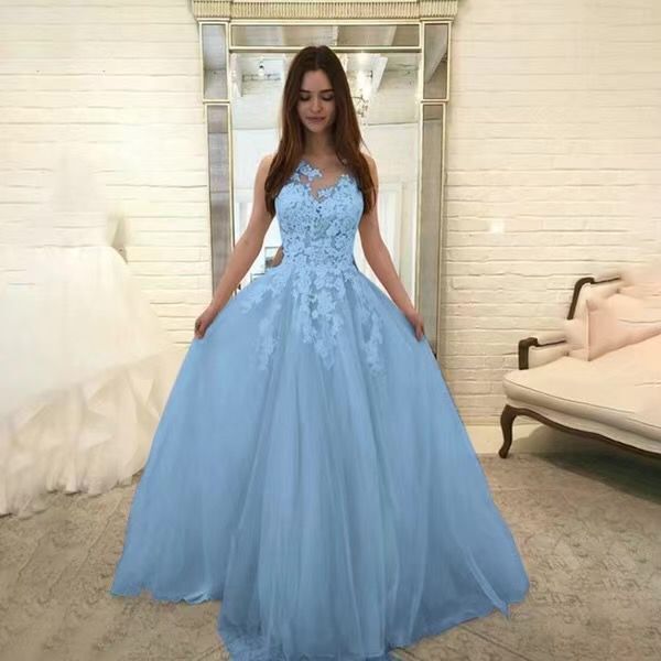 Women Wedding Dress Sleevless Flowers Lace Dress - GM Traders