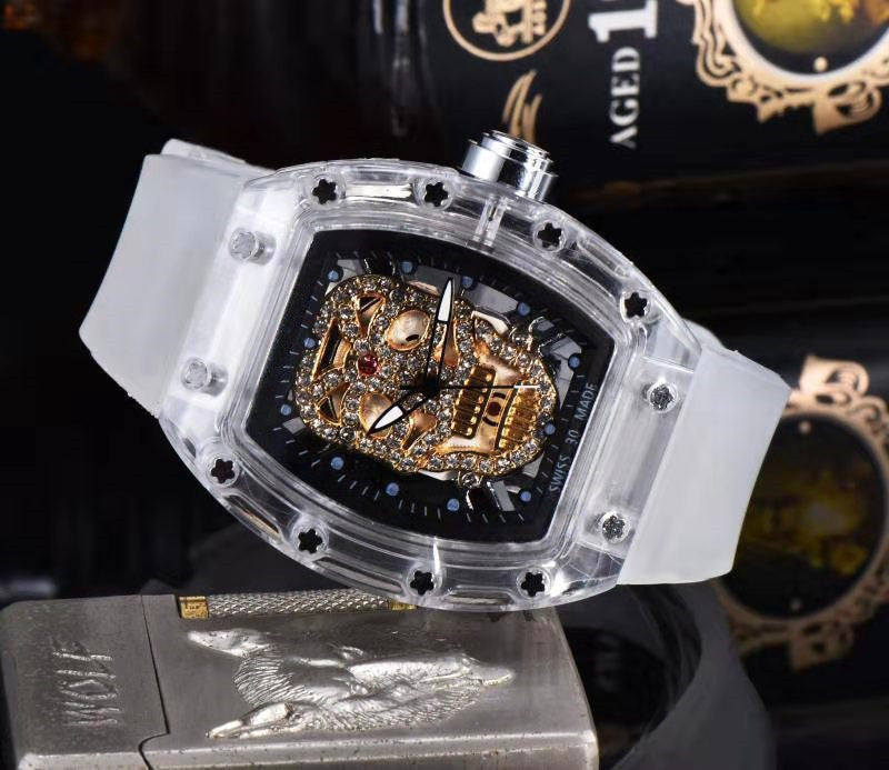 Men’s Business Watch – Ghost Punk Design with Diamond Transparent Case