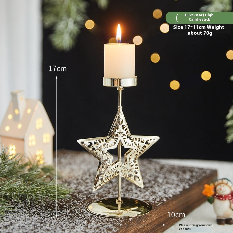 Romantic Christmas Wrought Iron Candlestick – Elegant Candle Tray Decoration for Holiday Home & Table Décor