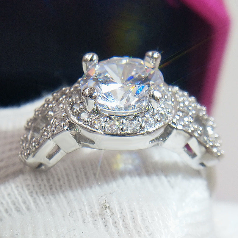 Cross-border exclusive handicraft supply AliExpress best selling high quality inlaid super-flash zircon Platinum trend ring - GM Traders