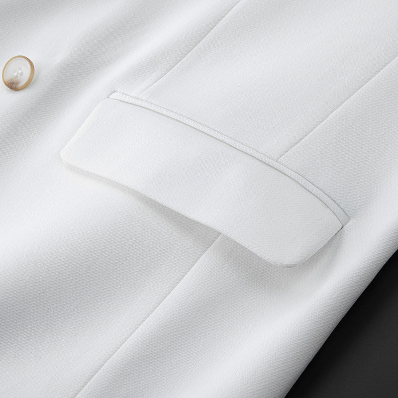 Plus Size Men’s White Casual Suit Jacket | Loose Fit Stylish Blazer for Big & Tall Men | Winter