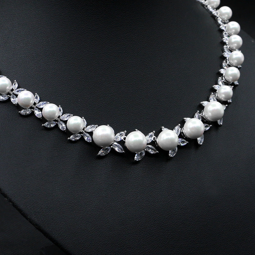 Natural Pearl Necklace Set Elegant Wedding Dinner Item Earrings - GM Traders