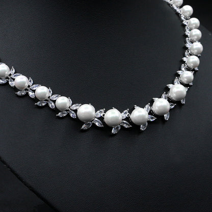 Natural Pearl Necklace Set Elegant Wedding Dinner Item Earrings - GM Traders