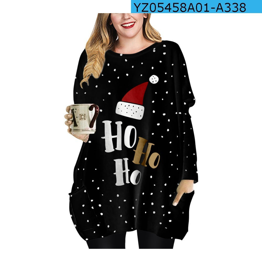 Long Christmas Snowflake Round Neck Dress