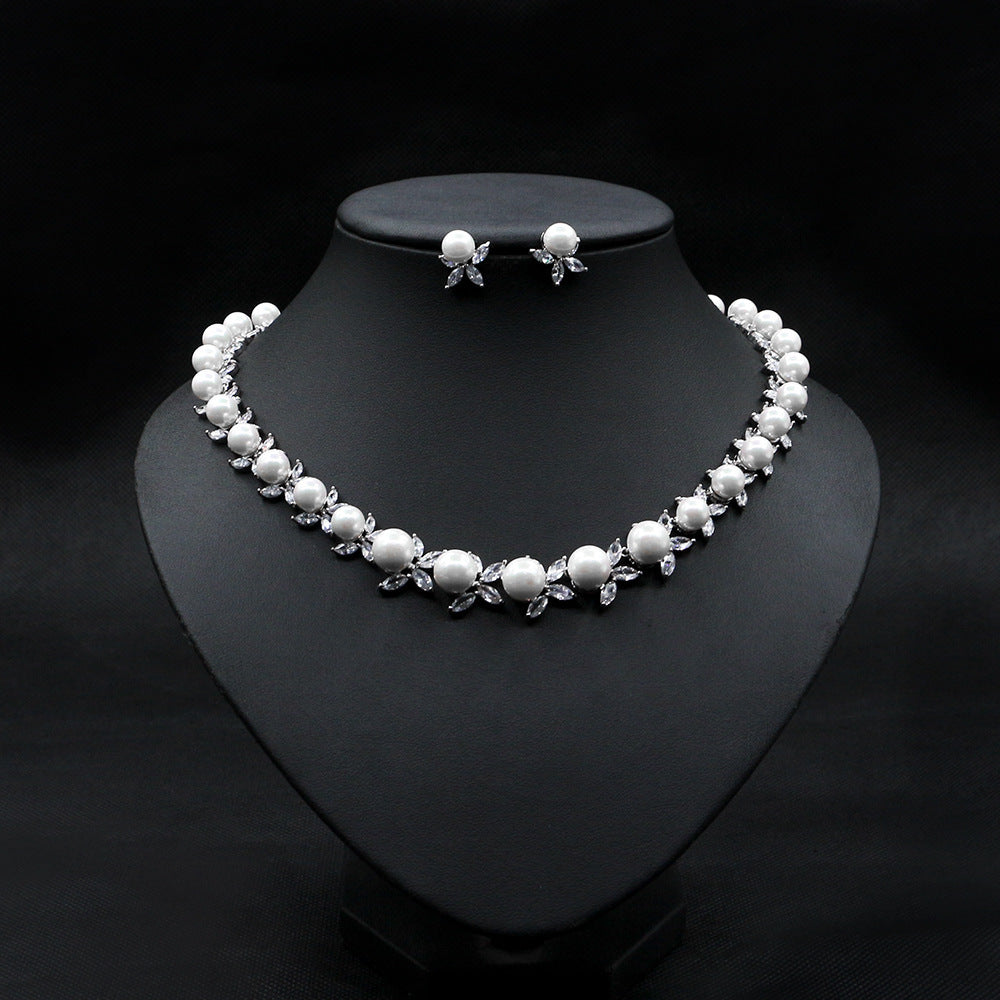 Natural Pearl Necklace Set Elegant Wedding Dinner Item Earrings - GM Traders