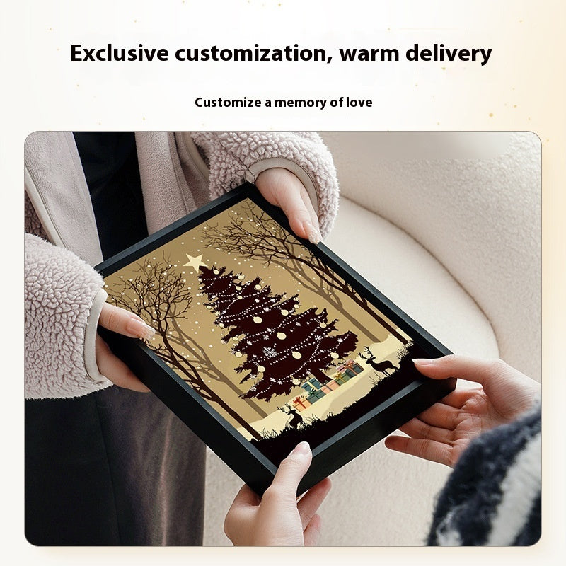 2024 Luminous Christmas Tree Painting Bluetooth Speaker – LED Light & Shadow Art Desktop Ornament Gift