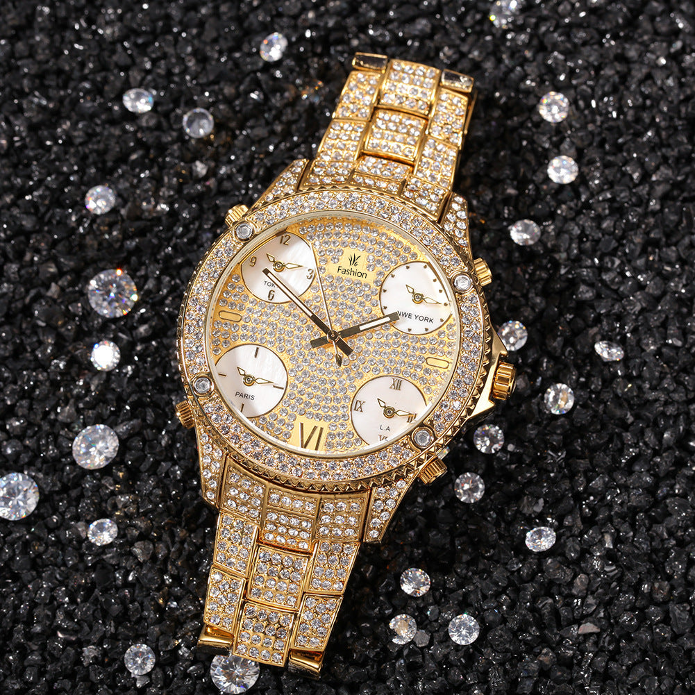 New Full Diamond Large Dial Hip-hop Men's Watches - GM Traders