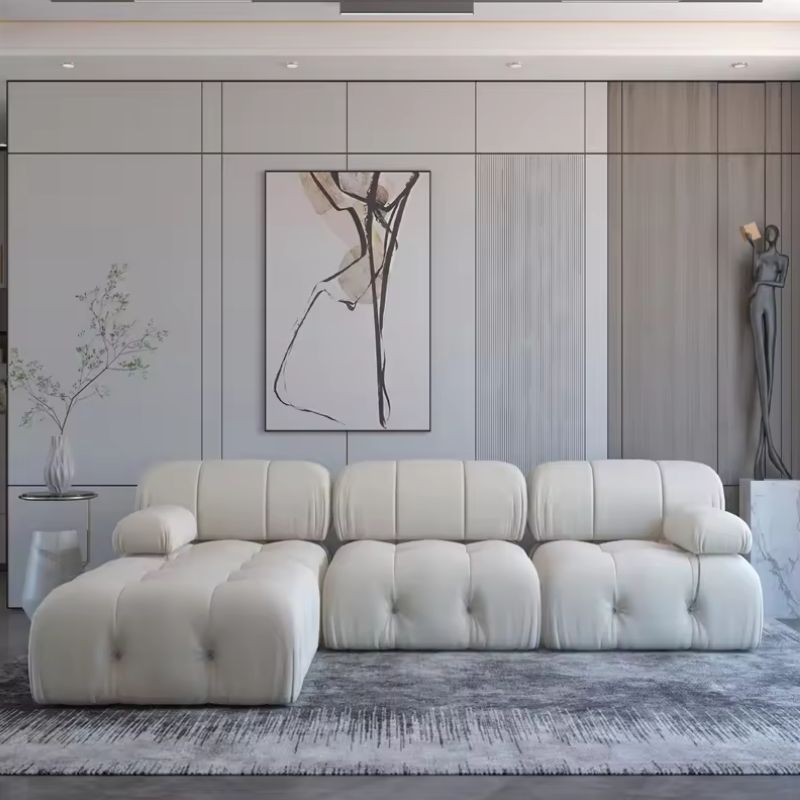Nordic Modern Fabric Sofa – Light Luxury Living Room Couch with Buckle Design🛋️✨ - GM Traders