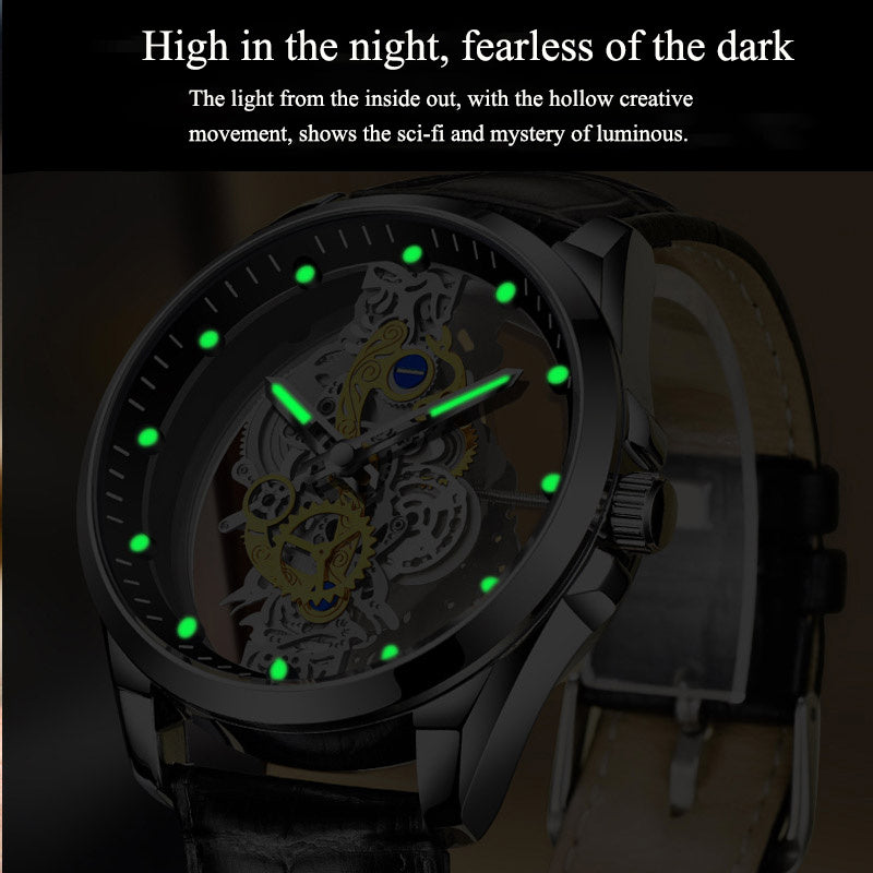 Men Watch Skeleton Automatic Quartz Watch Gold Skeleton Vintage Man Watch Mens Watches Top Brand Luxury - GM Traders
