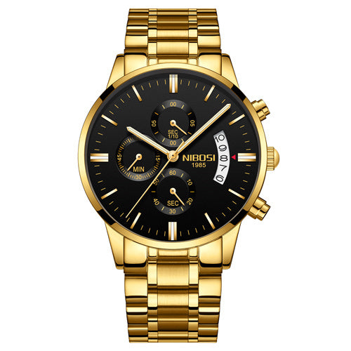 Men Watch Chronograph Sport Mens Watches Top Brand Luxury Waterproof Full Steel Quartz Gold Clock Men Relogio Masculino - GM Traders