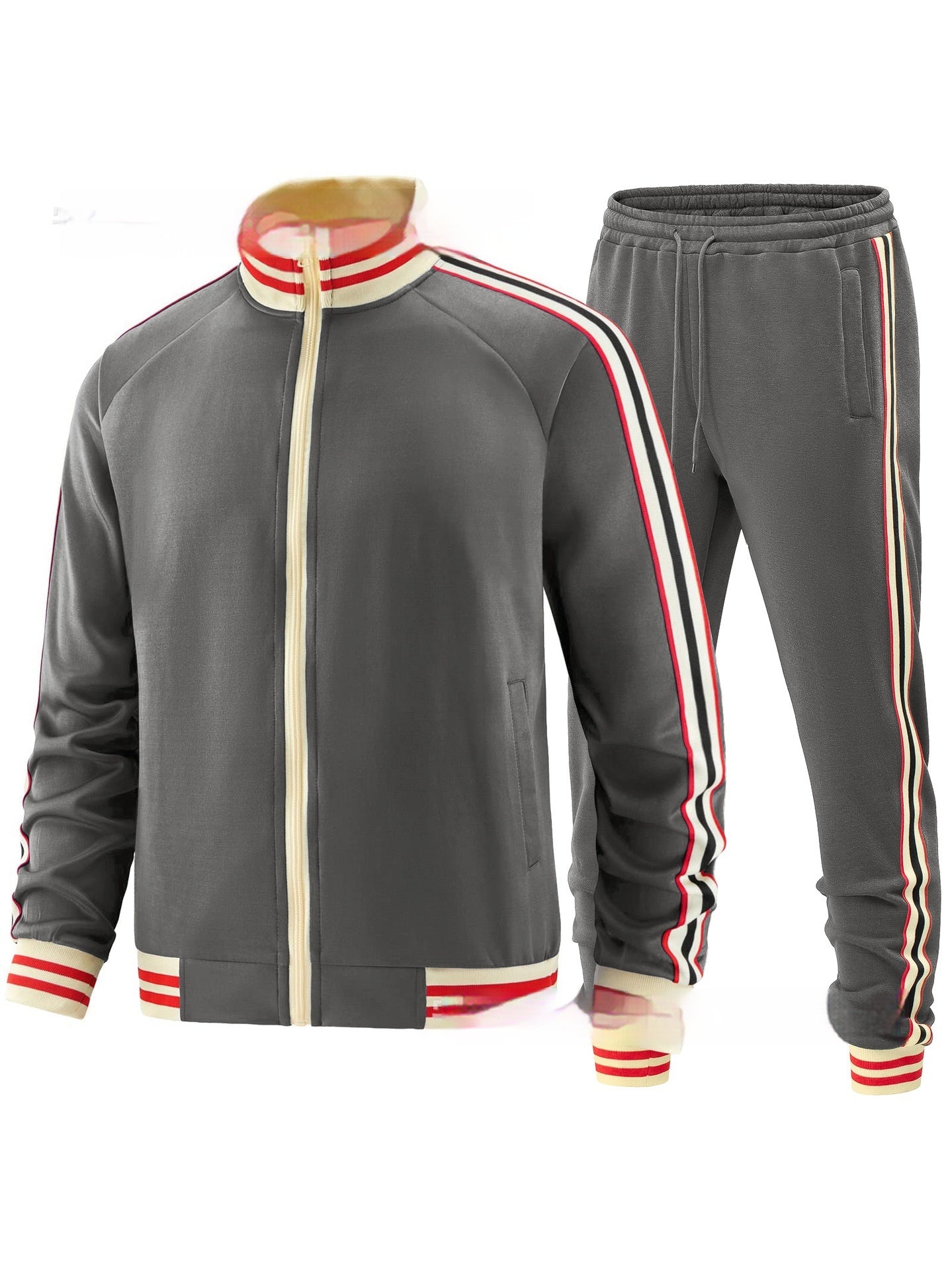 Men’s Color-Block Sports Suit – Casual Two-Piece Jogger Set (Top + Pants) | Winter