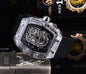 Men’s Business Watch – Ghost Punk Design with Diamond Transparent Case