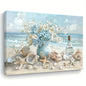 Blue Vase Floral Canvas – Framed Wooden Wall Art for Home & Office Decor
