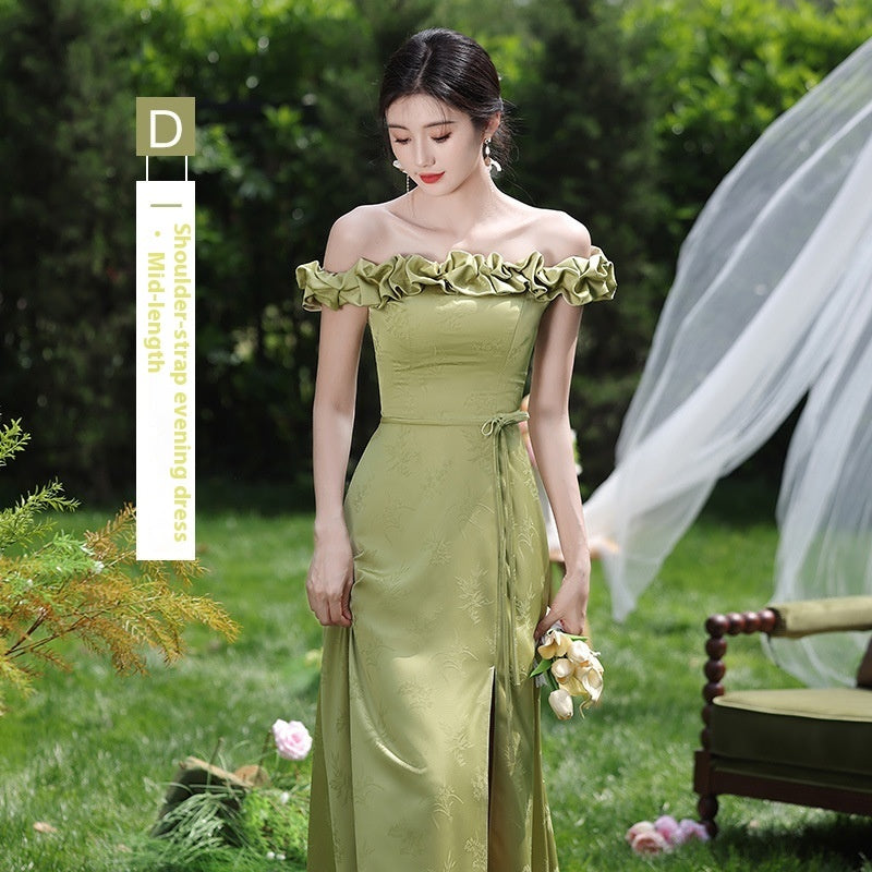 Elegant Green High-Waist Party Dress – Medium & Long Length (S–XXXL)