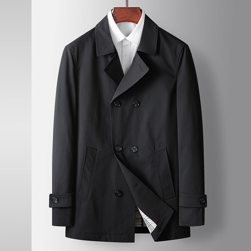 Men’s Luxury Lapel Double-Breasted Trench Coat – Business Trend Long Jacket for Autumn & Winter