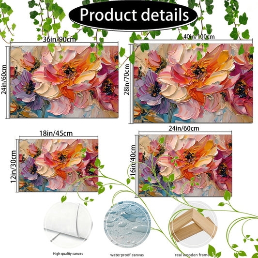 Vibrant Floral Canvas – Framed Abstract Flower Wall Art for Home & Office Decor