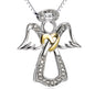 S925 sterling silver heart-shaped diamond-studded item Angel gold-plated pendant necklace - GM Traders
