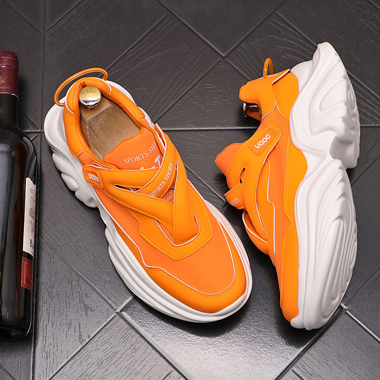 Orange white chunky retro lace-up sneaker, super hot youth casual shoe