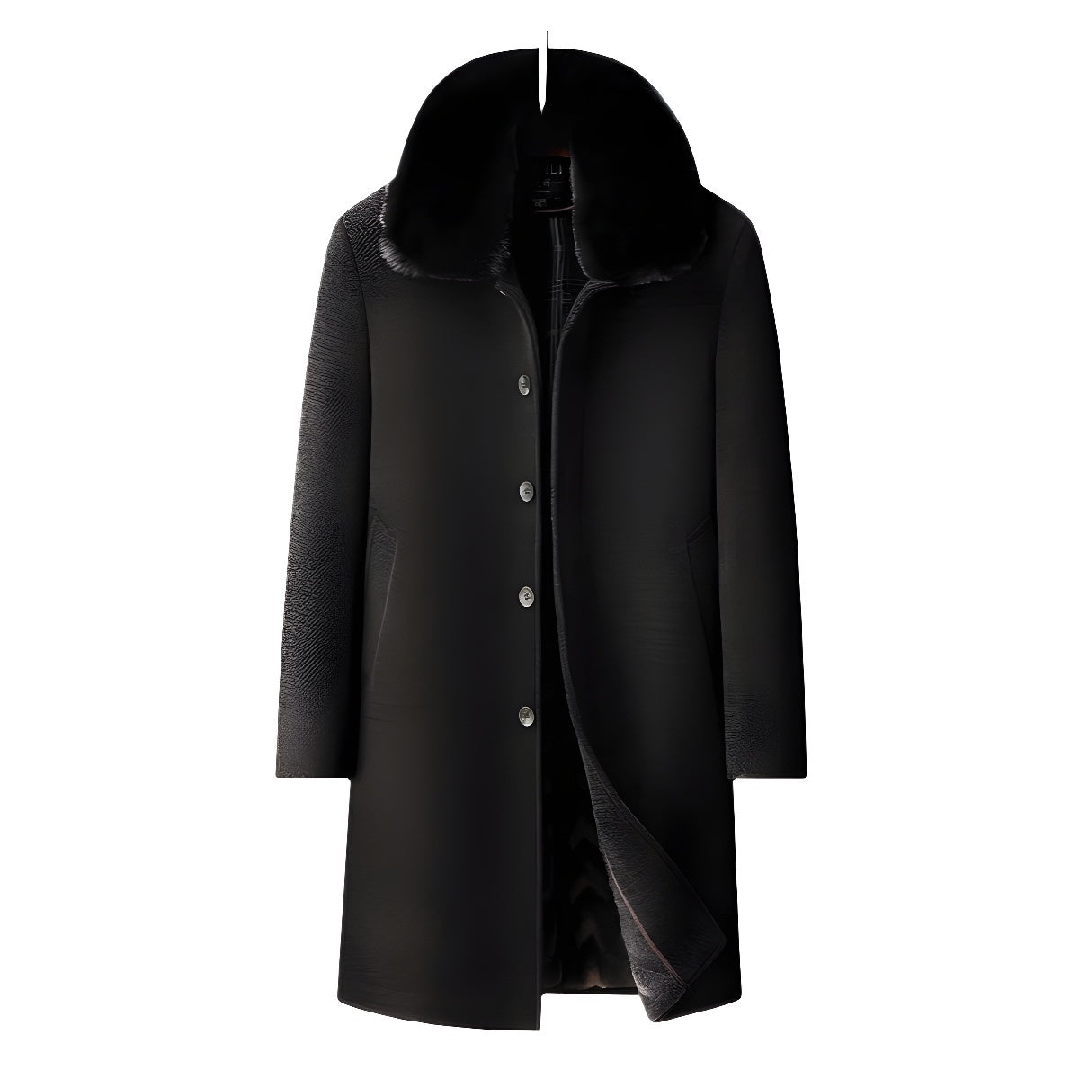 Men’s Fleece-Lined Long Wool Coat – Warm Overcoat for Middle-Aged & Elderly Dad