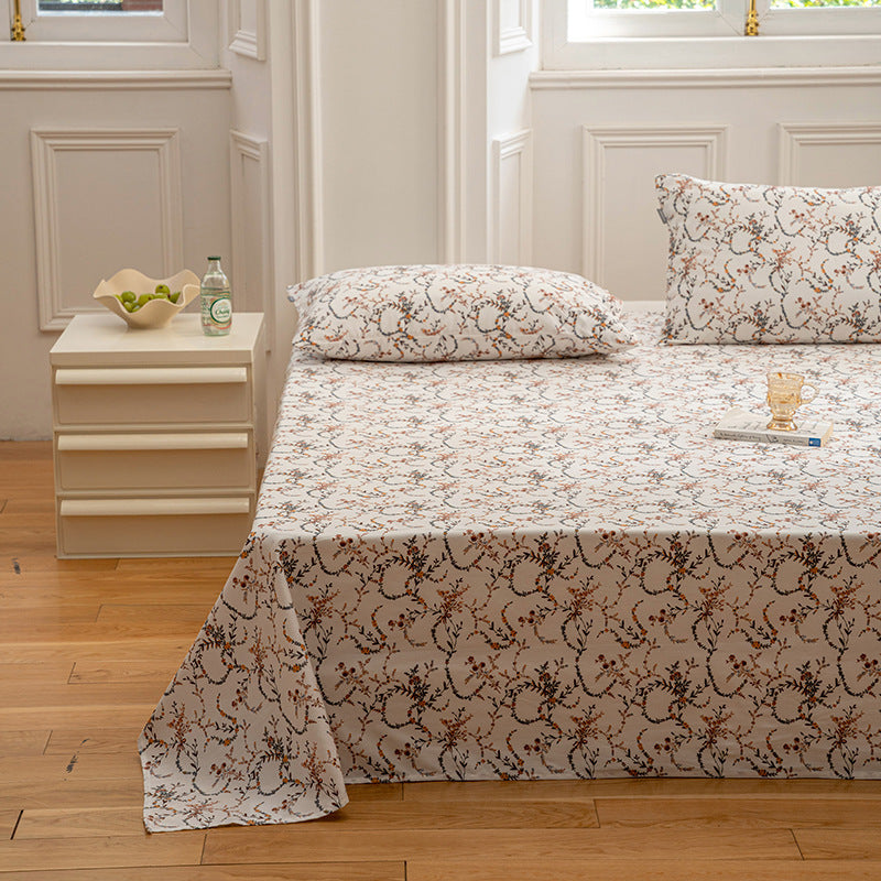 Cotton Printed Bed Sheet Single Item Pastoral Style Flower Single Piece - GM Traders
