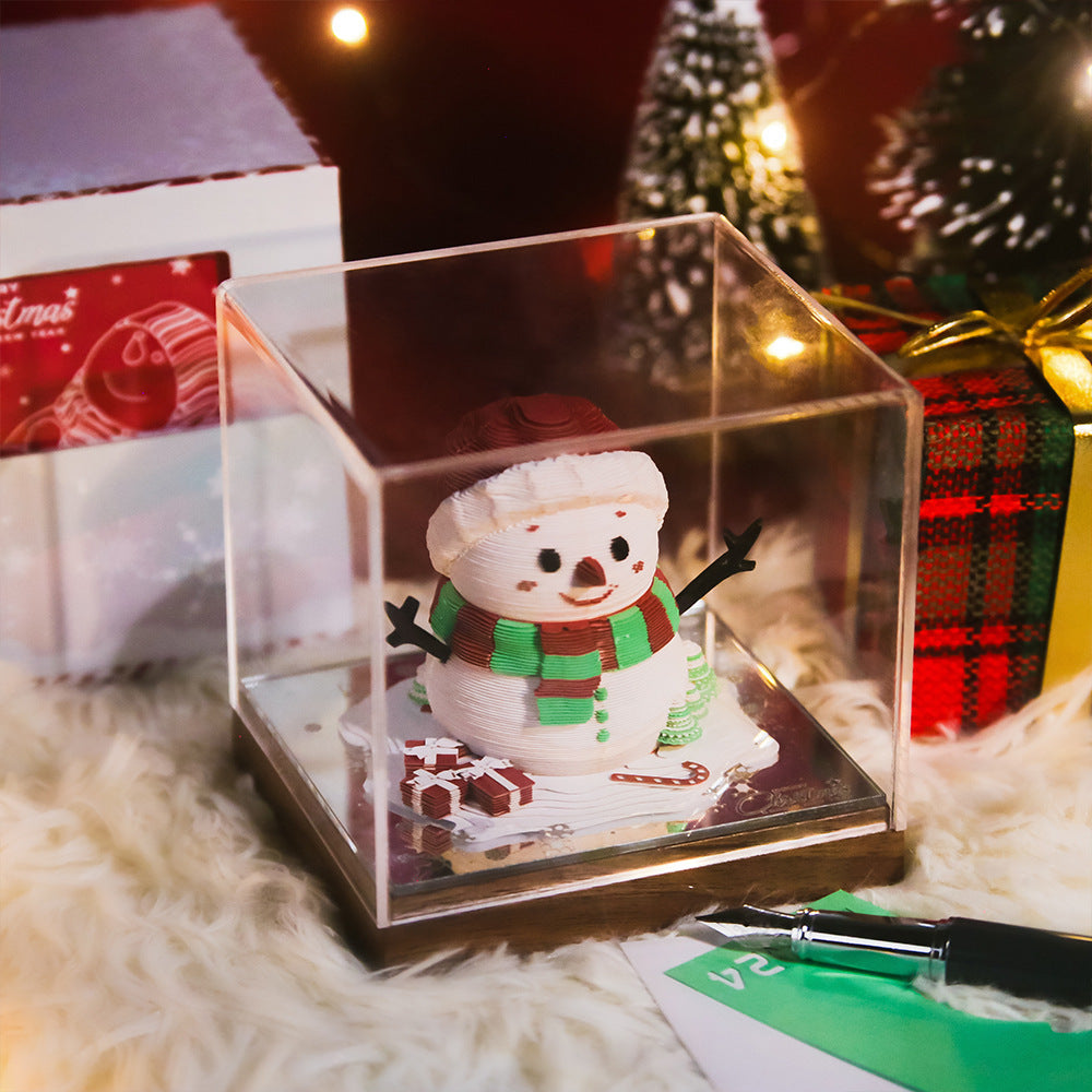 Christmas Gift 3D Three-Dimensional Paper Carving Note – Laser Engraved White Bear Design | Festive Desk Decoration & Creative Gift