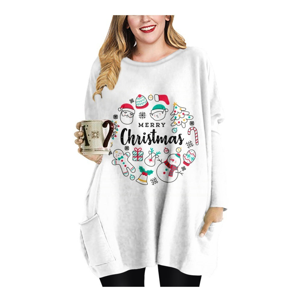 Long Christmas Snowflake Round Neck Dress