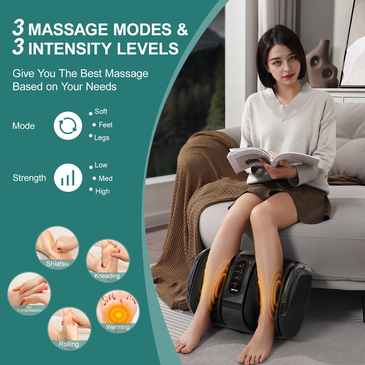 Smart Foot Massager With 3D Air Compression & Heating 15 Min Auto Timer  Quiet Design Office Home Relaxation Essential - GM Traders