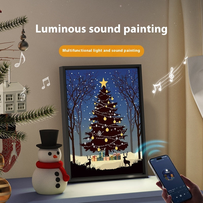 2024 Luminous Christmas Tree Painting Bluetooth Speaker – LED Light & Shadow Art Desktop Ornament Gift