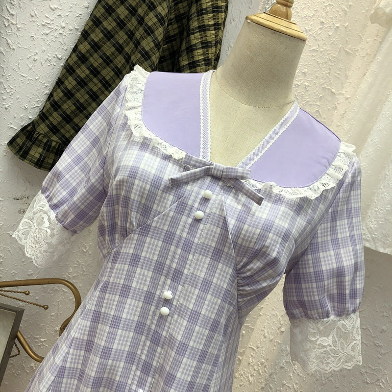French plaid dress women - GM Traders
