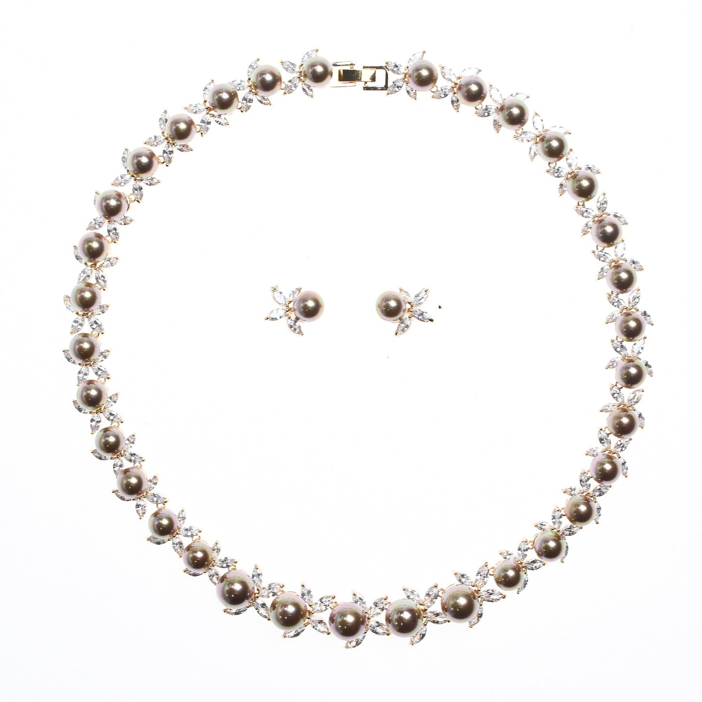 Natural Pearl Necklace Set Elegant Wedding Dinner Item Earrings - GM Traders