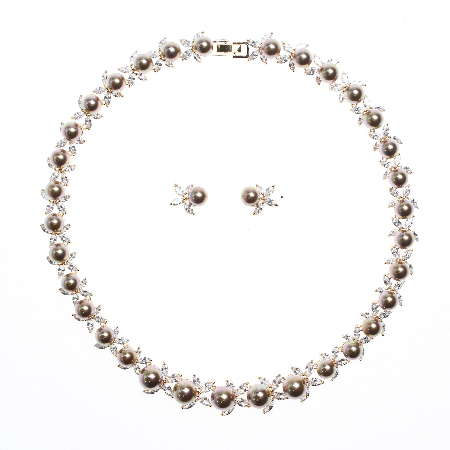Natural Pearl Necklace Set Elegant Wedding Dinner Item Earrings - GM Traders