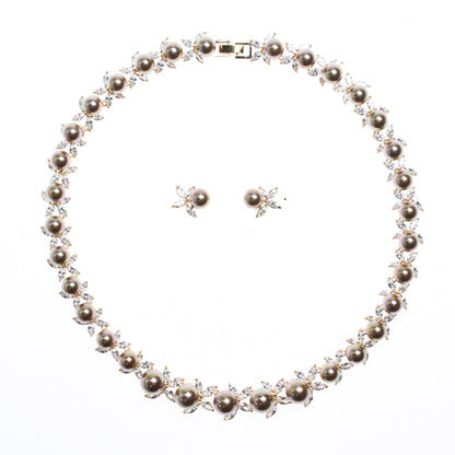 Natural Pearl Necklace Set Elegant Wedding Dinner Item Earrings - GM Traders