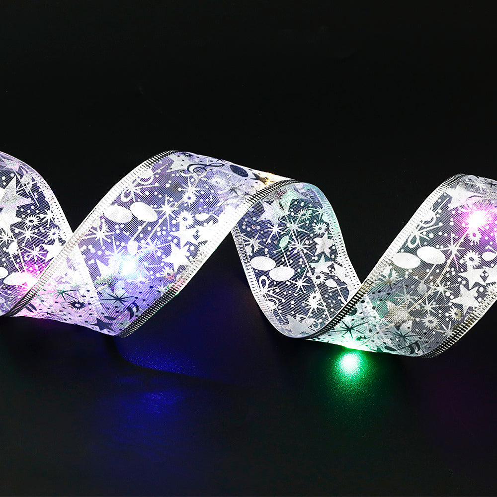 Fairy Lights String Christmas Ribbon Bow Tie – LED Holiday Decoration for Xmas Tree & Party