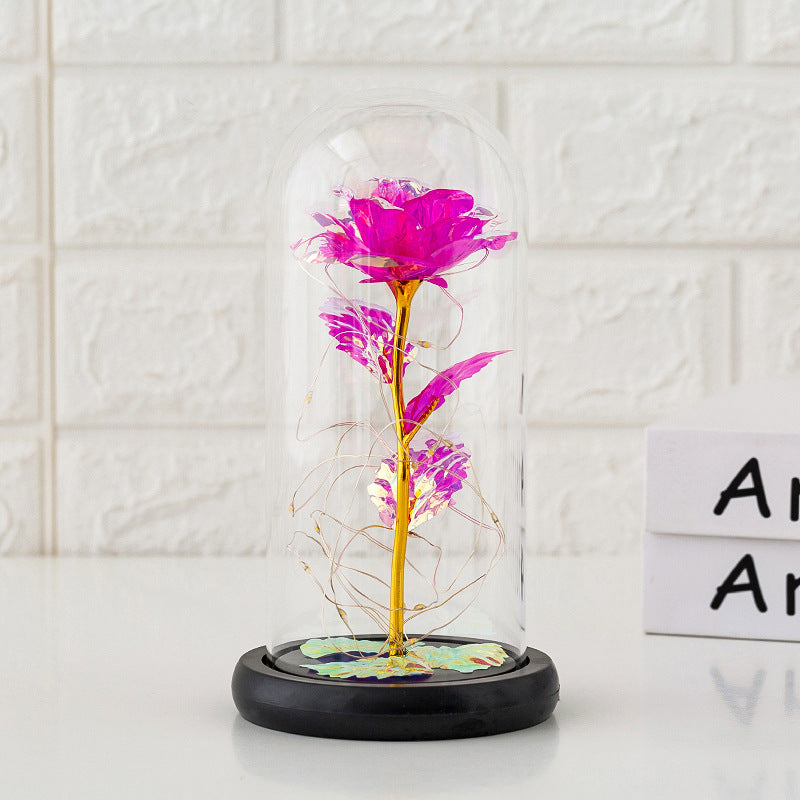 Eternal Preserved Rose Flower in Glass Dome Cover - Handmade Gift Box Decor,Valentine Gift