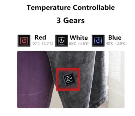 Winter Flannel USB Heated Blanket – Electric Heated Plush Shawl for Cold Protection & Body Warmth