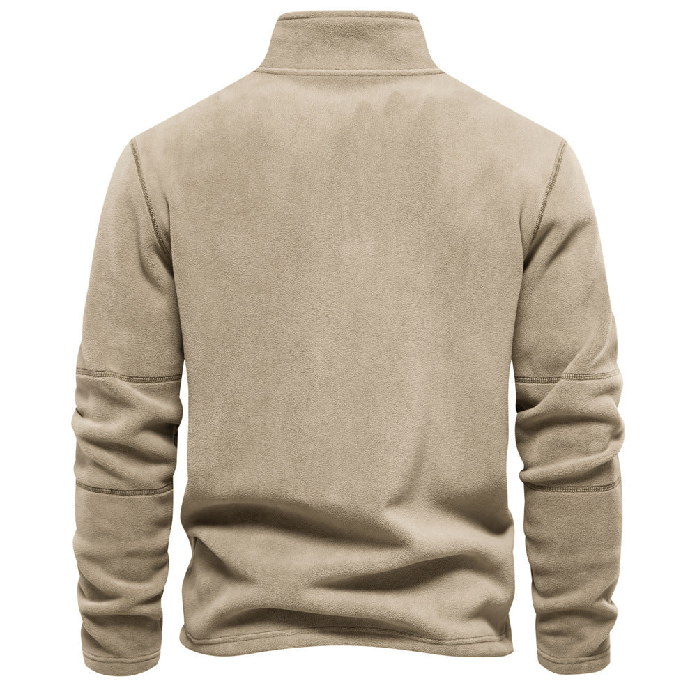 Fashion Personality Stand-Collar Zippered Fleece Sweatshirt – Winter Warm Casual Pullover for Men | Dubai UK USA
