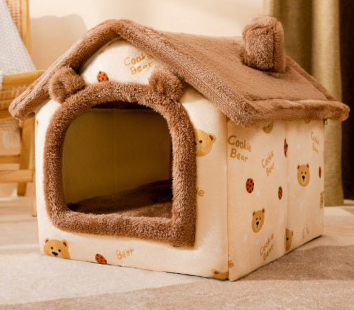 Foldable Dog & Cat House – Winter Warm Pet Kennel ❄️