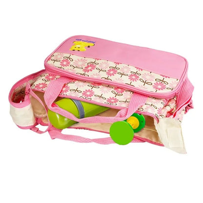 5PCS Baby Nappy Diaper Bags Set Mummy Diaper Shoulder Bags W Nappy Changing Pad Insulated Pockets Travel Tote Bags - GM Traders