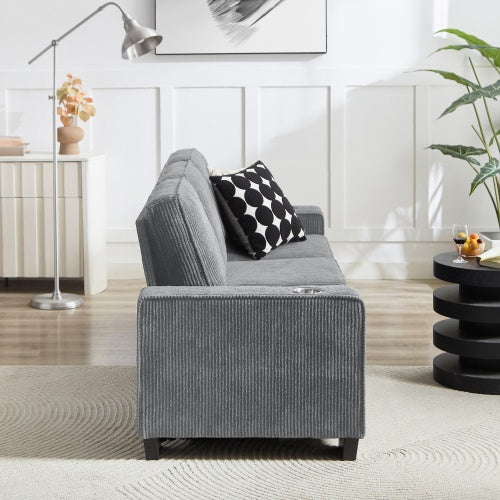 83.86Corduroy Fabric Sofa,Modern Compressed Couch,3-Seater Sofa, Furniture For Living Room,Bedroom,office - GM Traders