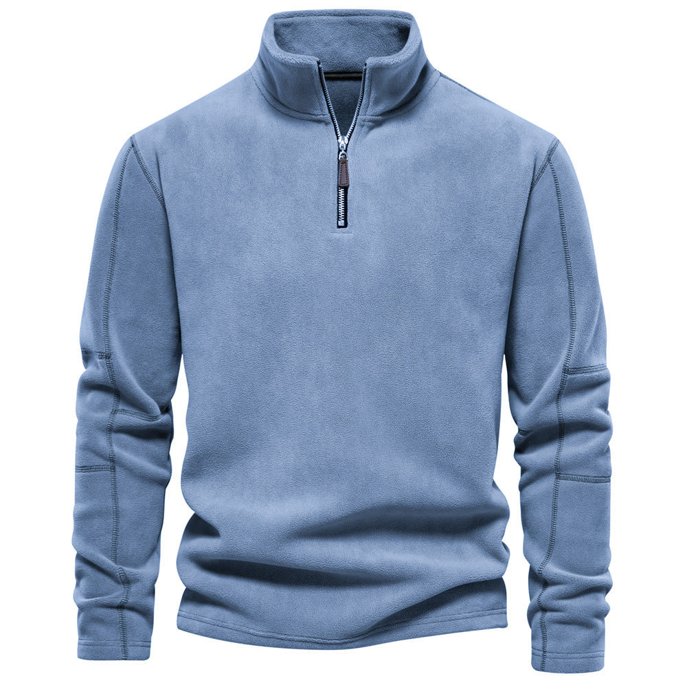 Fashion Personality Stand-Collar Zippered Fleece Sweatshirt – Winter Warm Casual Pullover for Men | Dubai UK USA