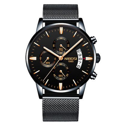 Men Watch Chronograph Sport Mens Watches Top Brand Luxury Waterproof Full Steel Quartz Gold Clock Men Relogio Masculino - GM Traders