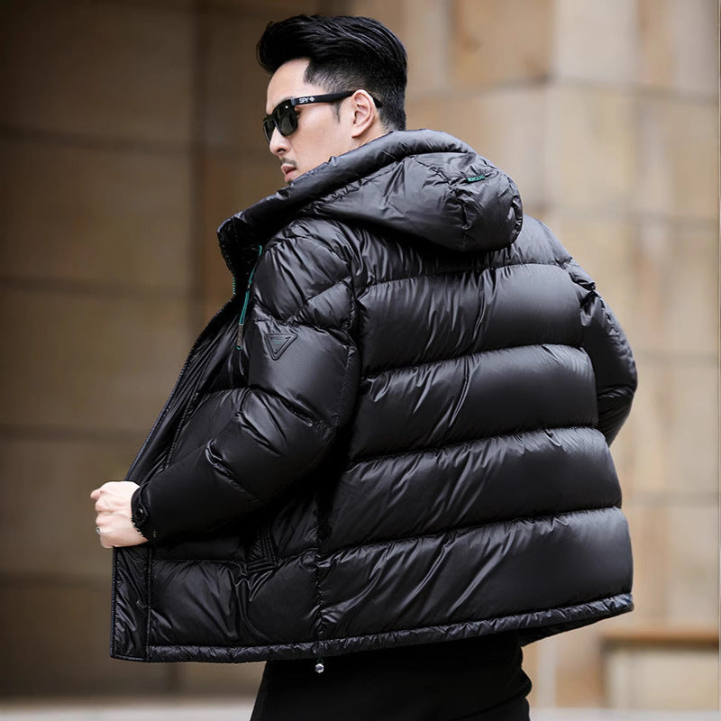Men’s Premium White Duck Down Hooded Puffer Jacket | Extra Thick Slim Fit Winter Coat